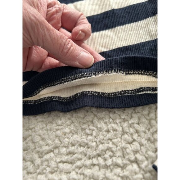 Madewell Crop Turtleneck Sweater Stripe Nautical Classic Navy/Cream Sz XXS - Picture 10 of 15